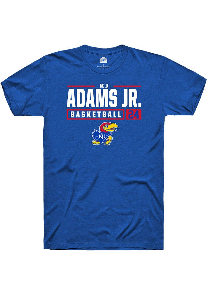 KJ Adams Jr Kansas Jayhawks Rally NIL Stacked Box Short Sleeve T Shirt