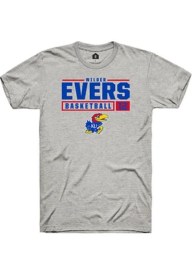 Wilder Evers  Kansas Jayhawks Ash Rally NIL Stacked Box Short Sleeve T Shirt