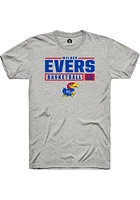Wilder Evers  Kansas Jayhawks Ash Rally NIL Stacked Box Short Sleeve T Shirt