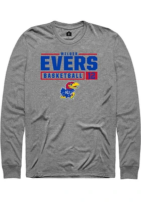 Wilder Evers  Kansas Jayhawks Graphite Rally NIL Stacked Box Long Sleeve T Shirt