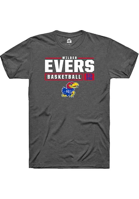 Wilder Evers  Kansas Jayhawks Dark Grey Rally NIL Stacked Box Short Sleeve T Shirt