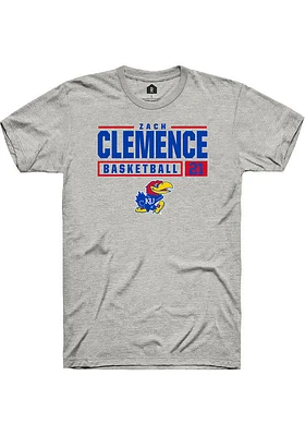 Zach Clemence  Kansas Jayhawks Ash Rally NIL Stacked Box Short Sleeve T Shirt