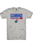 Zach Clemence  Kansas Jayhawks Ash Rally NIL Stacked Box Short Sleeve T Shirt