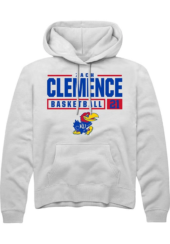 Zach Clemence Rally Kansas Jayhawks Mens NIL Stacked Box Long Sleeve Hoodie
