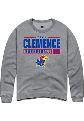 Zach Clemence  Rally Kansas Jayhawks Mens Graphite NIL Stacked Box Long Sleeve Crew Sweatshirt