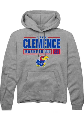 Zach Clemence  Rally Kansas Jayhawks Mens Graphite NIL Stacked Box Long Sleeve Hoodie