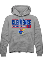 Zach Clemence  Rally Kansas Jayhawks Mens Graphite NIL Stacked Box Long Sleeve Hoodie