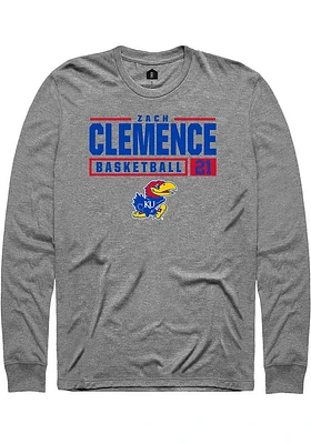 Zach Clemence  Kansas Jayhawks Graphite Rally NIL Stacked Box Long Sleeve T Shirt