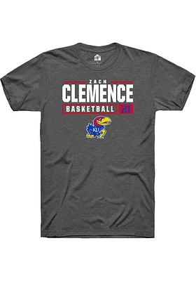 Zach Clemence  Kansas Jayhawks Dark Grey Rally NIL Stacked Box Short Sleeve T Shirt