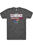 Zach Clemence  Kansas Jayhawks Dark Grey Rally NIL Stacked Box Short Sleeve T Shirt