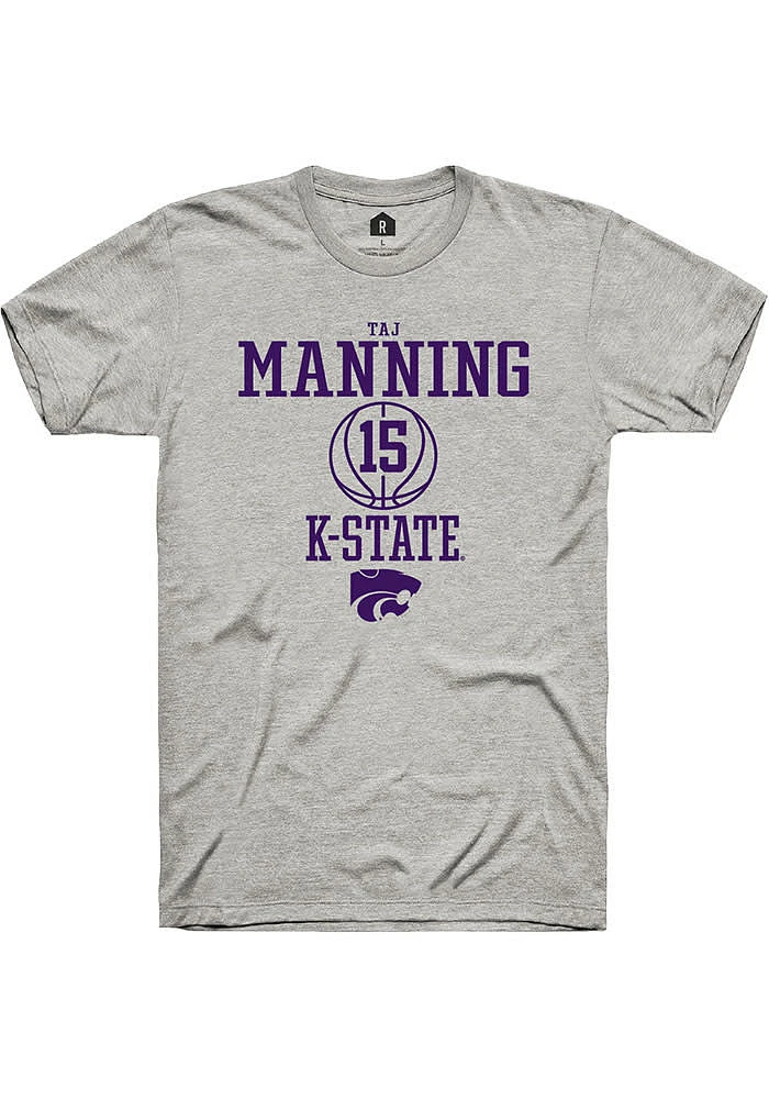 Taj Manning K-State Wildcats Ash Rally NIL Sport Icon Short Sleeve T Shirt