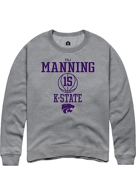 Taj Manning  Rally K-State Wildcats Mens Graphite NIL Sport Icon Long Sleeve Crew Sweatshirt