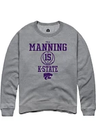 Taj Manning  Rally K-State Wildcats Mens Graphite NIL Sport Icon Long Sleeve Crew Sweatshirt