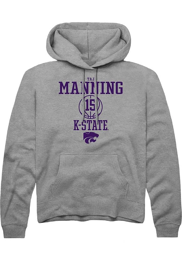 Taj Manning Rally K-State Wildcats Mens Graphite NIL Sport Icon Long Sleeve Hoodie