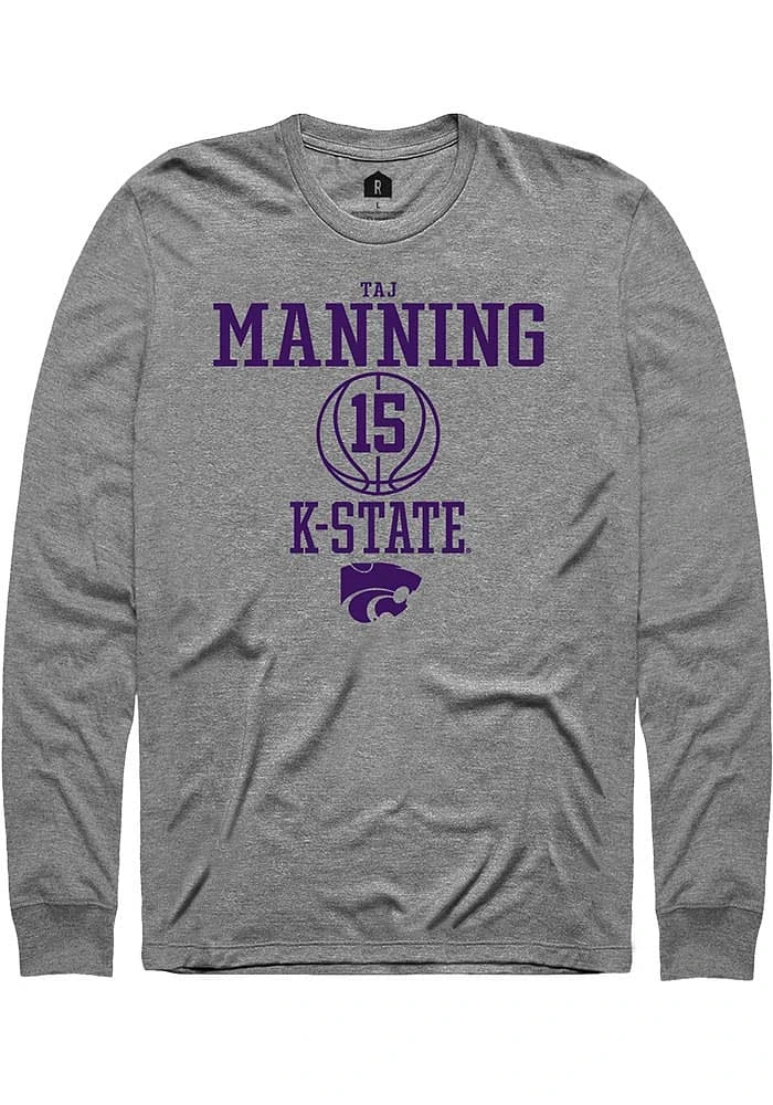 Taj Manning K-State Wildcats Graphite Rally NIL Sport Icon Long Sleeve T Shirt