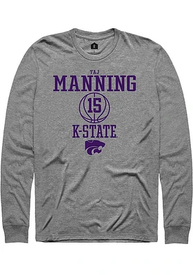 Taj Manning  K-State Wildcats Graphite Rally NIL Sport Icon Long Sleeve T Shirt
