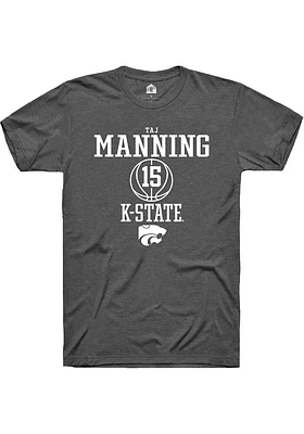 Taj Manning  K-State Wildcats Dark Grey Rally NIL Sport Icon Short Sleeve T Shirt