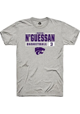 David N’Guessan  K-State Wildcats Ash Rally NIL Stacked Box Short Sleeve T Shirt