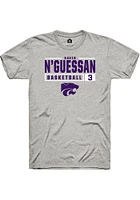 David N’Guessan  K-State Wildcats Ash Rally NIL Stacked Box Short Sleeve T Shirt