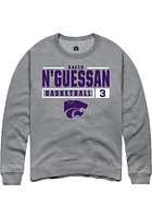 David N’Guessan  Rally K-State Wildcats Mens Graphite NIL Stacked Box Long Sleeve Crew Sweatshirt