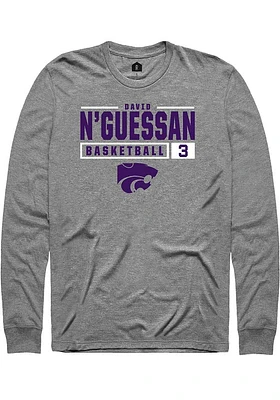 David N’Guessan  K-State Wildcats Graphite Rally NIL Stacked Box Long Sleeve T Shirt