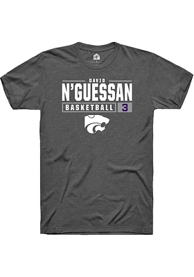 David N’Guessan  K-State Wildcats Dark Grey Rally NIL Stacked Box Short Sleeve T Shirt