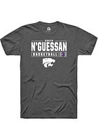 David N’Guessan  K-State Wildcats Dark Grey Rally NIL Stacked Box Short Sleeve T Shirt