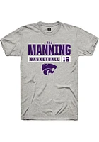 Taj Manning  K-State Wildcats Ash Rally NIL Stacked Box Short Sleeve T Shirt