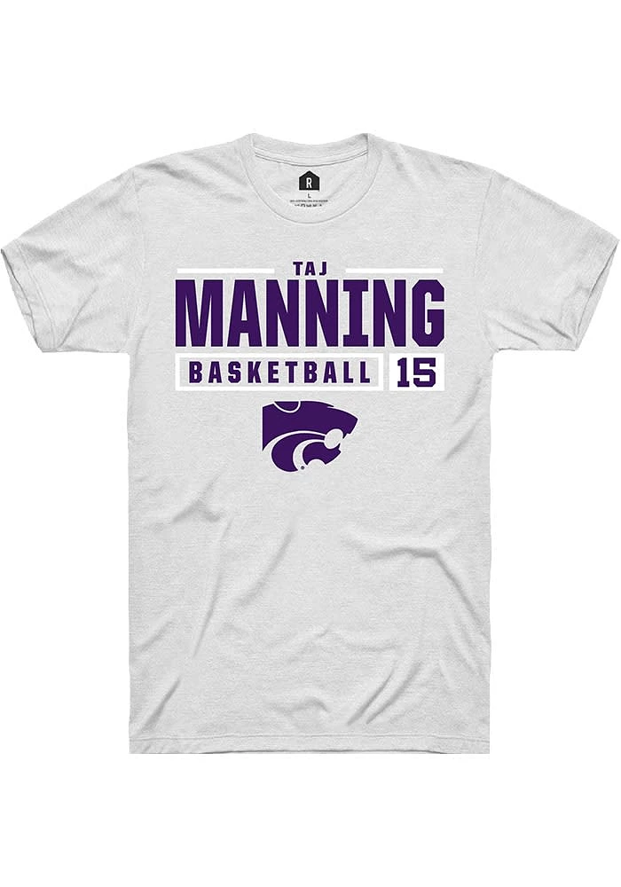Taj Manning K-State Wildcats Rally NIL Stacked Box Short Sleeve T Shirt