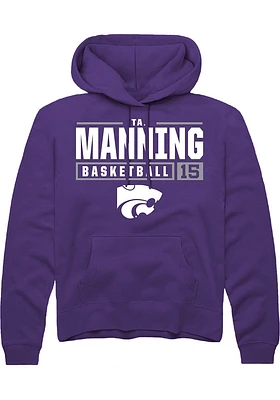 Taj Manning  Rally K-State Wildcats Mens Purple NIL Stacked Box Long Sleeve Hoodie