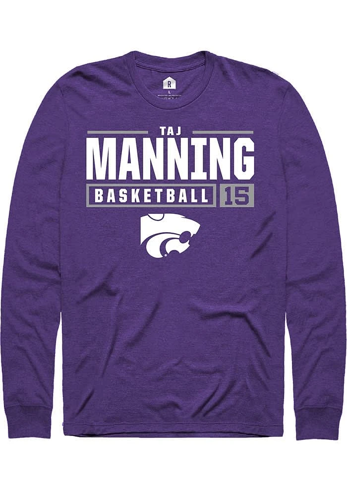 Taj Manning K-State Wildcats Rally NIL Stacked Box Long Sleeve T Shirt