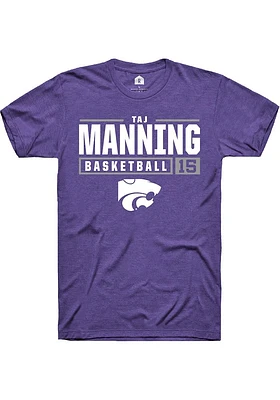 Taj Manning  K-State Wildcats Purple Rally NIL Stacked Box Short Sleeve T Shirt