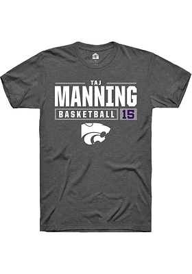 Taj Manning  K-State Wildcats Dark Grey Rally NIL Stacked Box Short Sleeve T Shirt