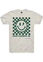 Rally  Oatmeal Checkered Smiley Short Sleeve Fashion T Shirt