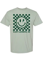 Rally  Green Checkered Smiley Short Sleeve Fashion T Shirt
