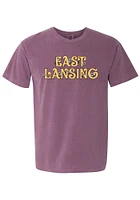 Rally  Womens Purple Floral Wordmark Short Sleeve T-Shirt