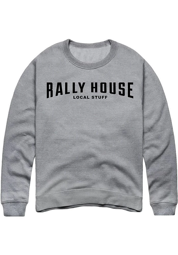 Rally House Mens Grey Employee Tees Style Long Sleeve Crew Sweatshirt