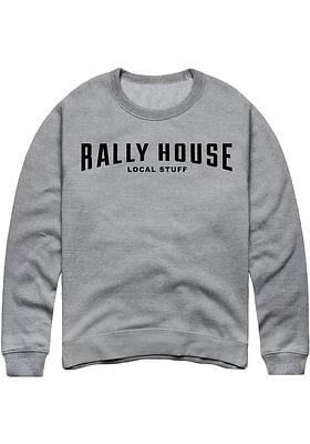 Rally House Mens Grey Employee Tees Style Long Sleeve Crew Sweatshirt