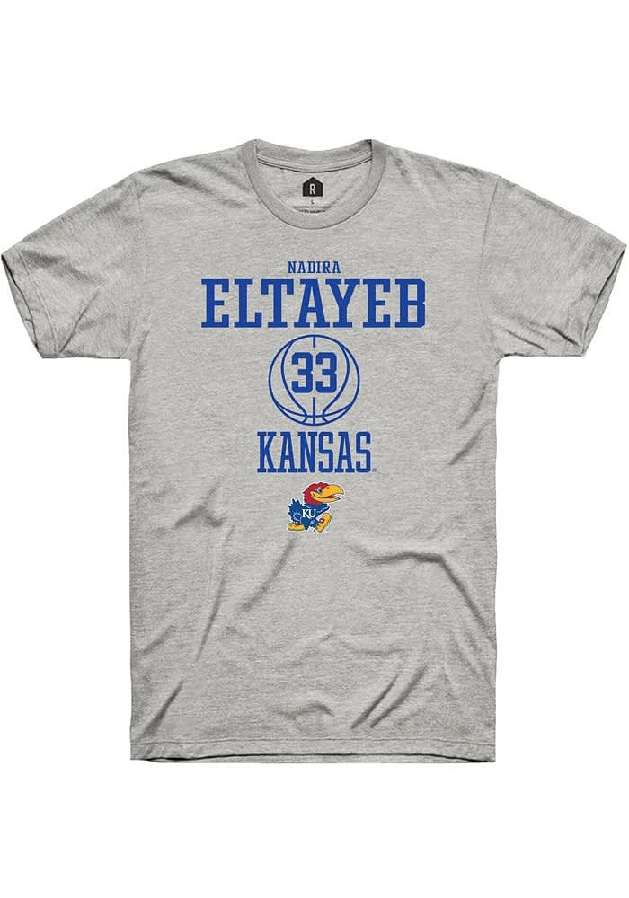 Nadira Eltayeb Kansas Jayhawks Ash Rally NIL Sport Icon Short Sleeve T Shirt