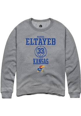 Nadira Eltayeb  Rally Kansas Jayhawks Mens Graphite NIL Sport Icon Long Sleeve Crew Sweatshirt