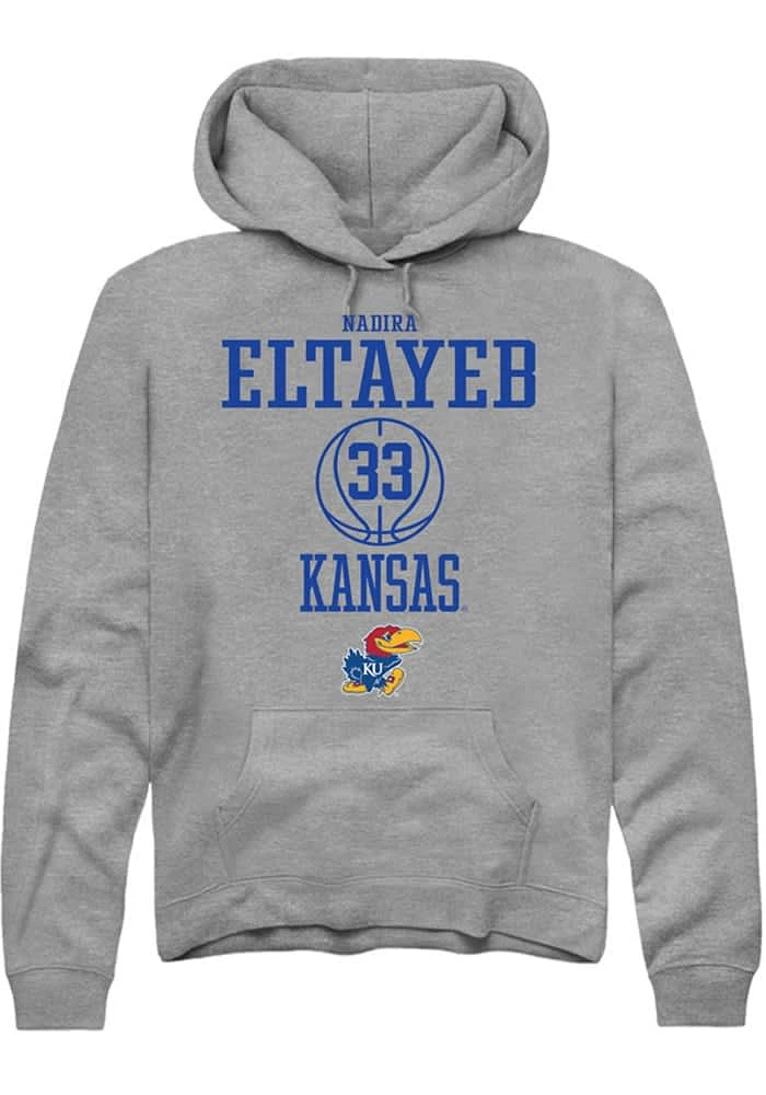 Nadira Eltayeb Rally Kansas Jayhawks Mens Graphite NIL Sport Icon Long Sleeve Hoodie