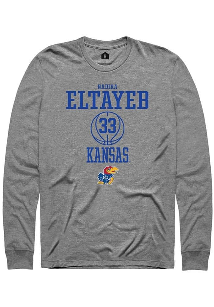 Nadira Eltayeb Kansas Jayhawks Graphite Rally NIL Sport Icon Long Sleeve T Shirt