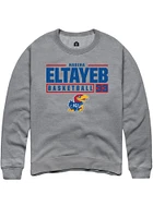 Nadira Eltayeb  Rally Kansas Jayhawks Mens Graphite NIL Stacked Box Long Sleeve Crew Sweatshirt