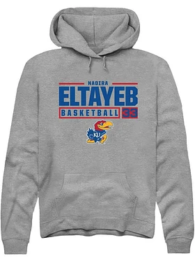 Nadira Eltayeb  Rally Kansas Jayhawks Mens Graphite NIL Stacked Box Long Sleeve Hoodie