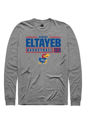 Nadira Eltayeb  Kansas Jayhawks Graphite Rally NIL Stacked Box Long Sleeve T Shirt