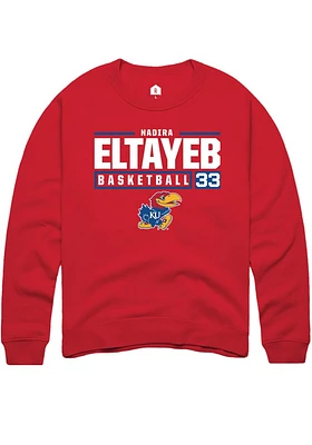 Nadira Eltayeb Rally Kansas Jayhawks Mens NIL Stacked Box Long Sleeve Crew Sweatshirt