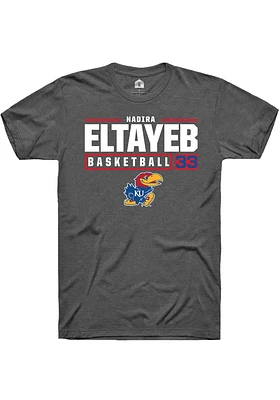 Nadira Eltayeb  Kansas Jayhawks Dark Grey Rally NIL Stacked Box Short Sleeve T Shirt