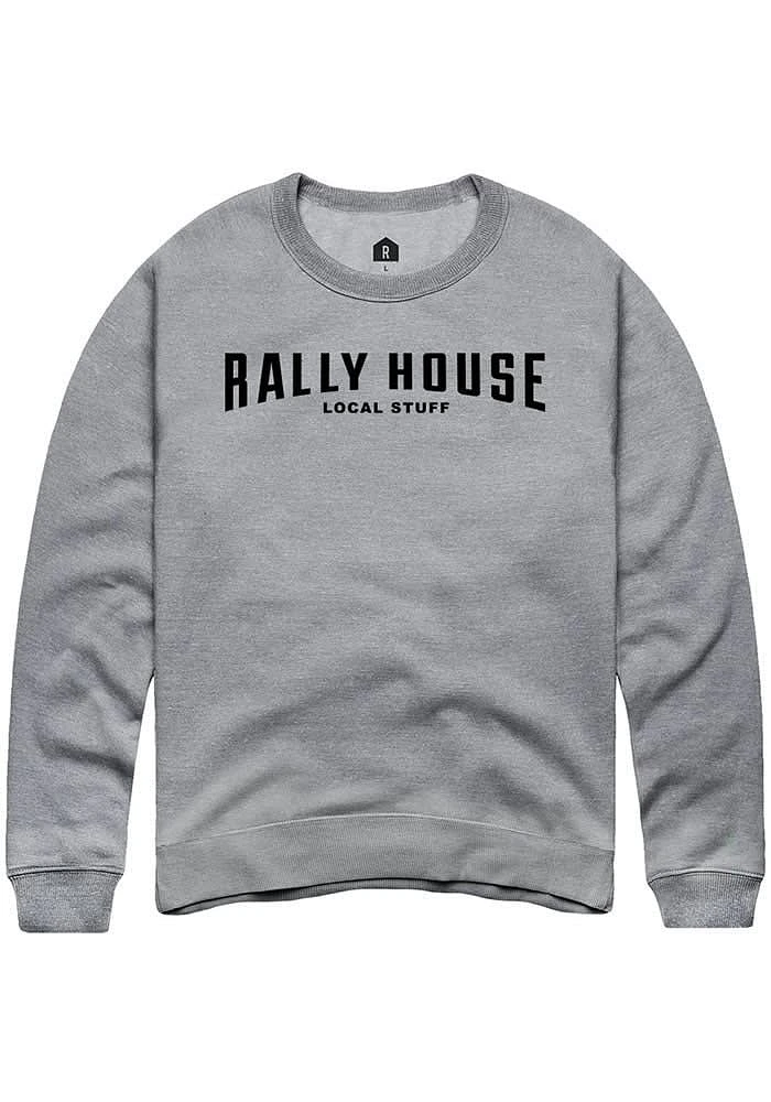 Rally House Mens Ash Employee Tees Long Sleeve Crew Sweatshirt