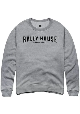 Rally House Mens Ash Employee Tees Long Sleeve Crew Sweatshirt