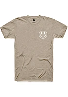 Rally Chicago Tan Repeating Smiley Wordmark Short Sleeve Fashion T Shirt